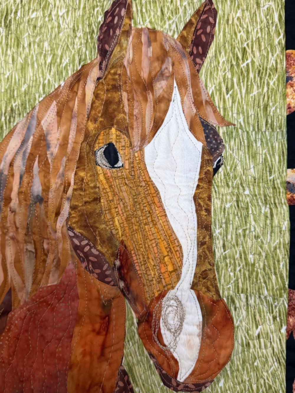 Horses Appliqué Art Quilt Wall Hanging